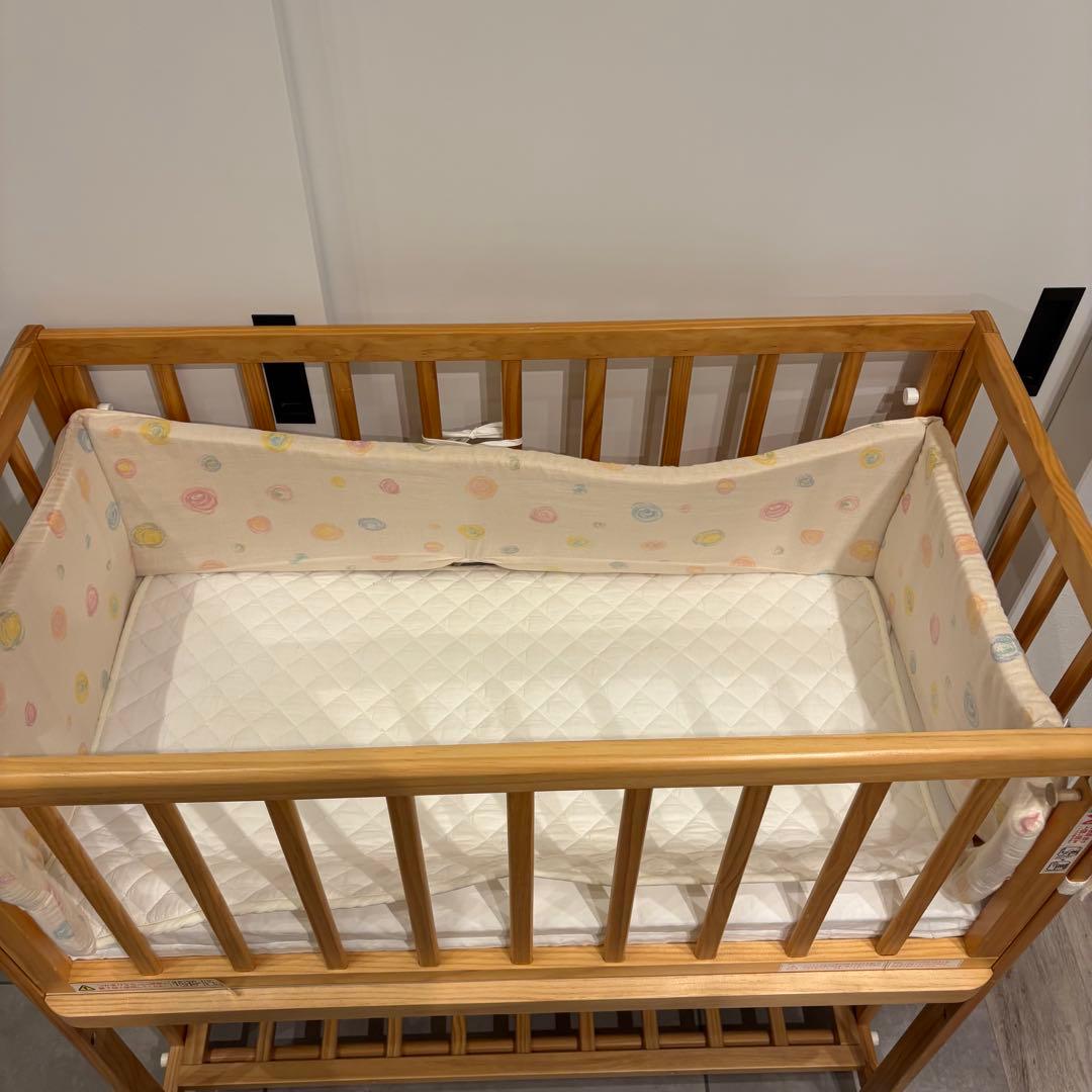 【美品】大和屋 そいねーる＋ムーブ ベビーベッド ナチュラル　マットレス