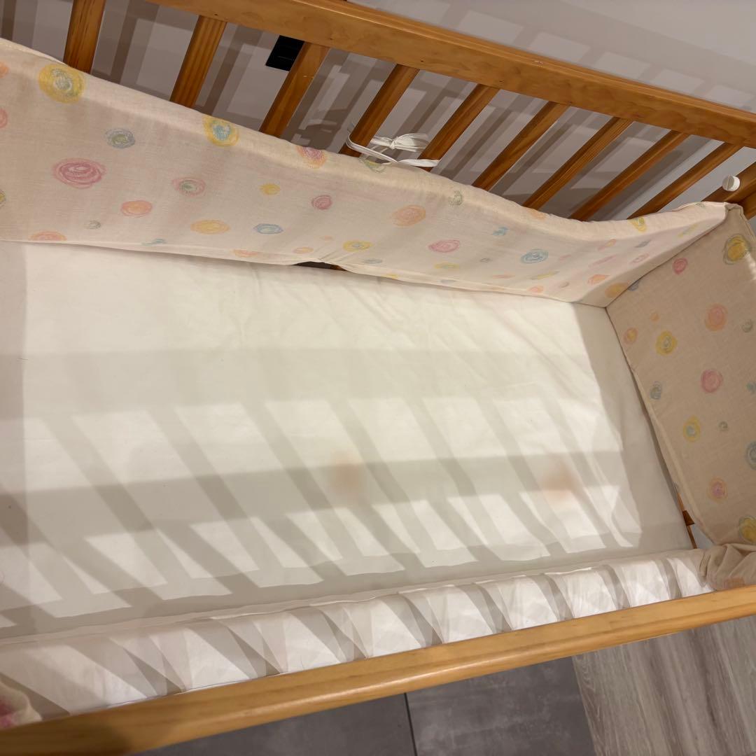 【美品】大和屋 そいねーる＋ムーブ ベビーベッド ナチュラル　マットレス