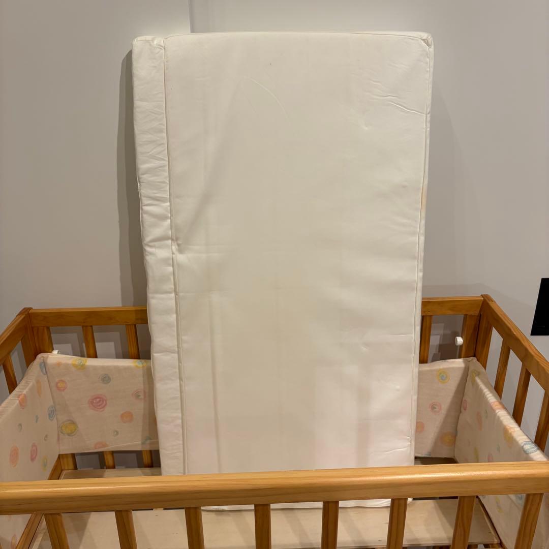 【美品】大和屋 そいねーる＋ムーブ ベビーベッド ナチュラル　マットレス