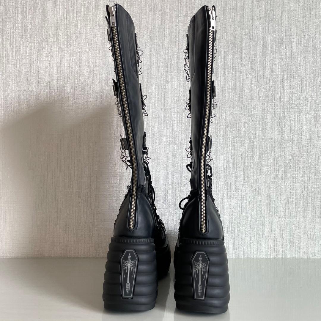 Demonia デモニア 厚底ロングブーツ ロック ゴスロリ V系 黒 26cm