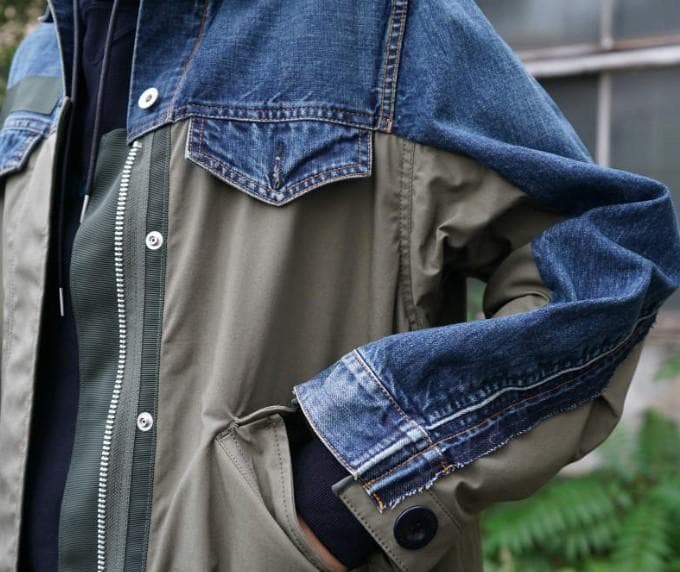 sacai サカイ　デニム　ドッキング　モッズコート　ニットMA1