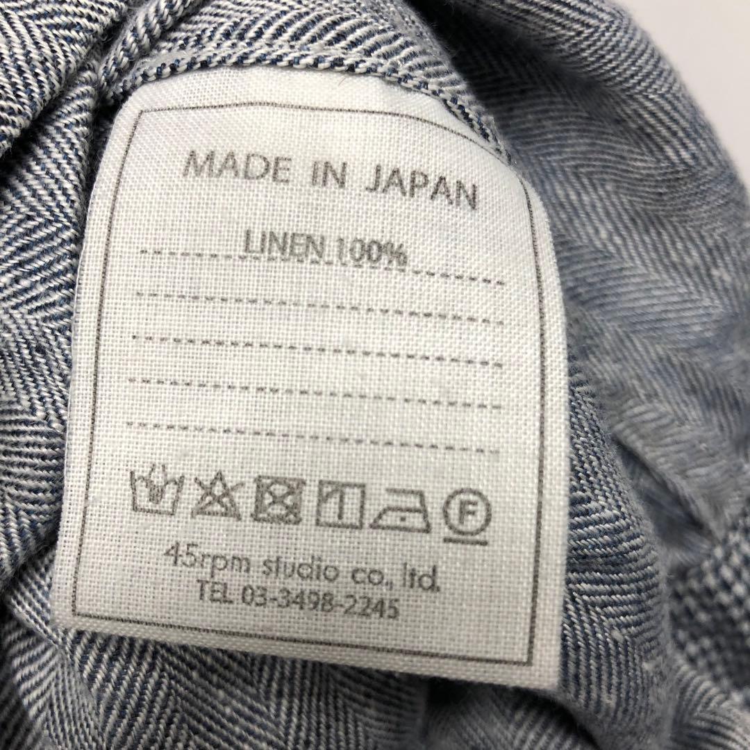 定価¥57,200 45Rリネンスキッパーシャツ ヘリンボーンツイード切り替え