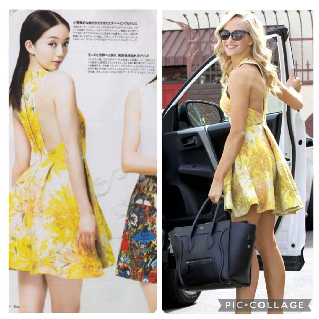 新品alice+olivia フローラルジャカード×ボックスプリーツ ワンピース