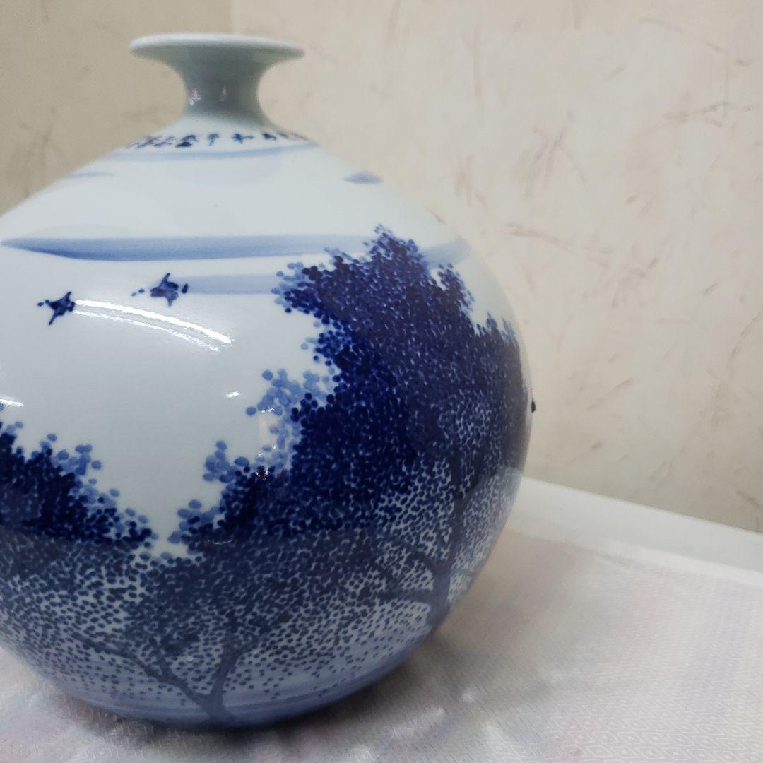 Ｂフライデー蔵出し特価　景徳鎮風景陶器花瓶高さ23cm幅21cm