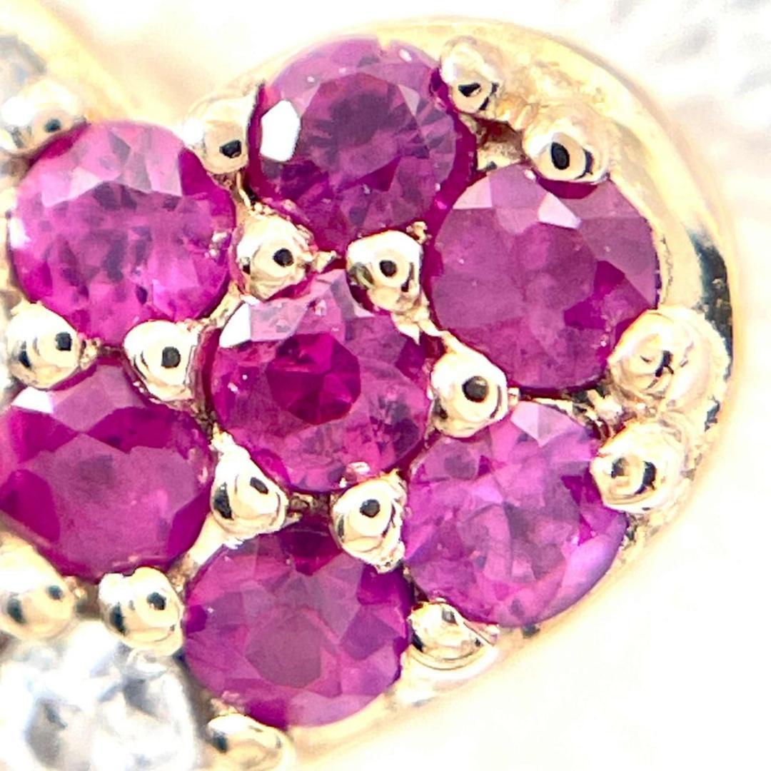 片耳のみ 新品仕上げ済 K18 ルビー ダイヤモンド ピアス ハート ゴールド