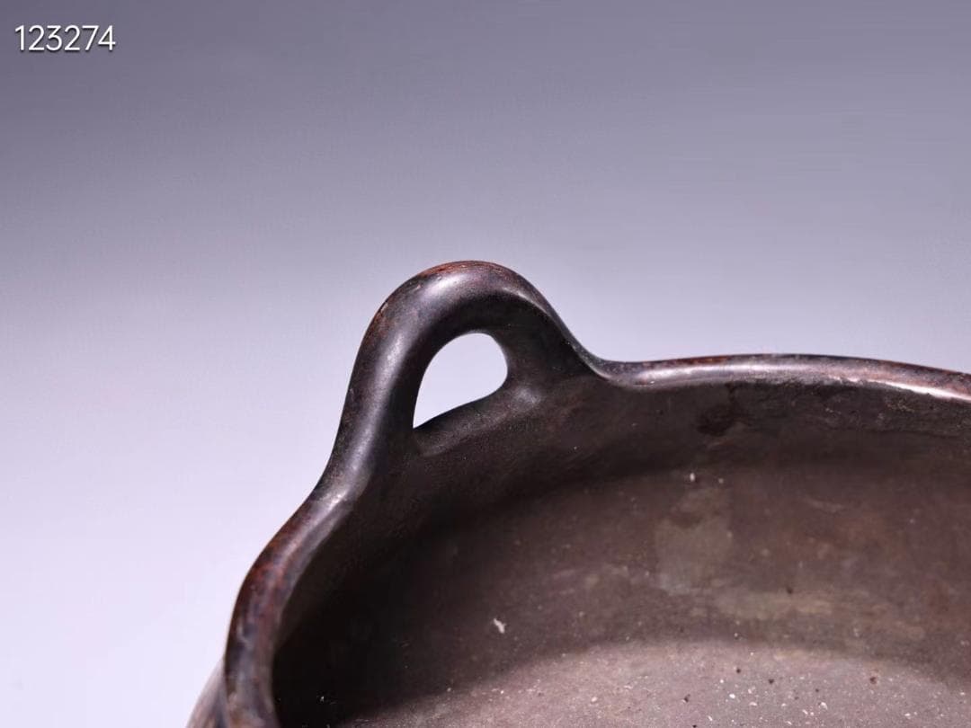 珍品旧蔵収純銅高レリーフ錾刻鎏金吉祥八宝香炉·老紅木箱付き・文房具·置物·稀少品