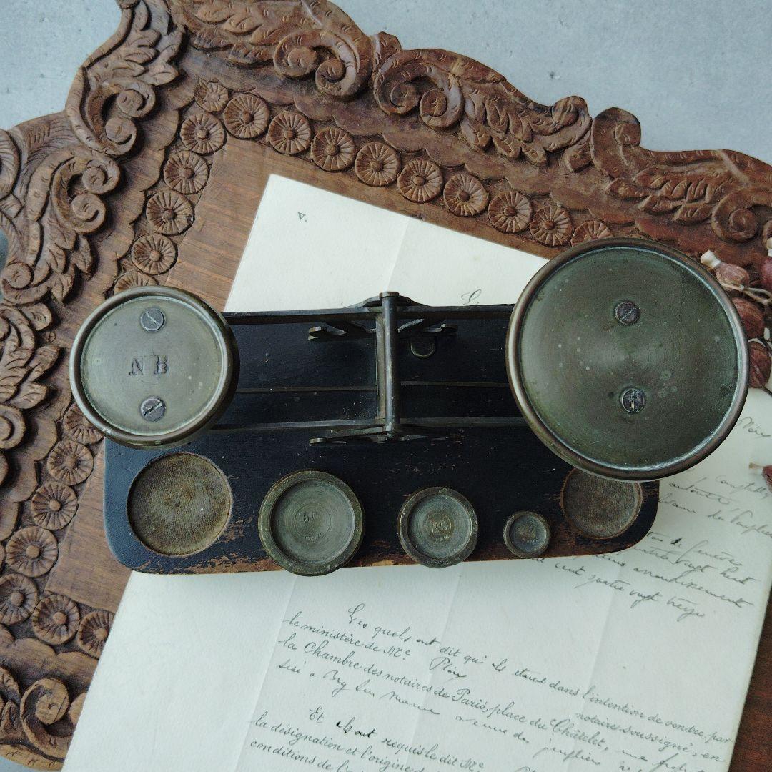 フランス蚤の市　レタースケール　オモリ3個セット　NB　アンティーク