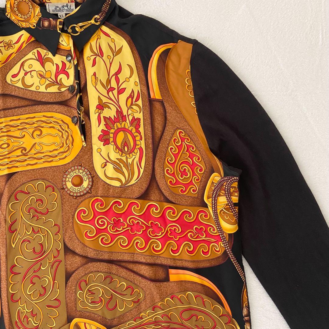 美品　HERMES Festival柄　スカーフ　馬具　シルク　ニット　カシミヤ