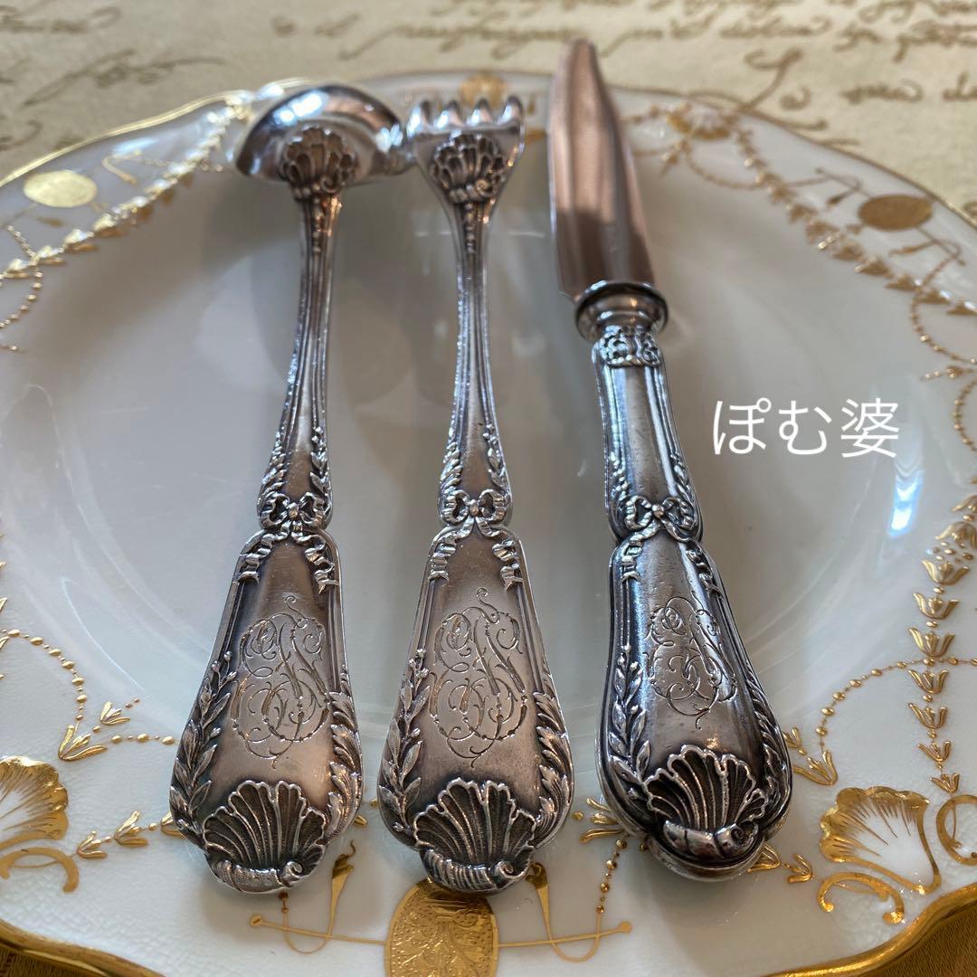 【ピュイフォルカ】純銀 スターリング／ディナー用３本セット ５組／ポンパドール