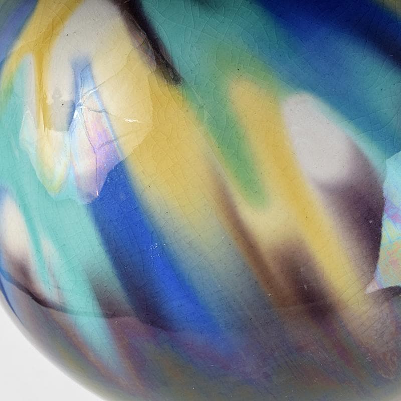 九谷焼　柳雨軒　三代八十吉　徳田正彦作　彩釉　壷　共箱　U　R9360B