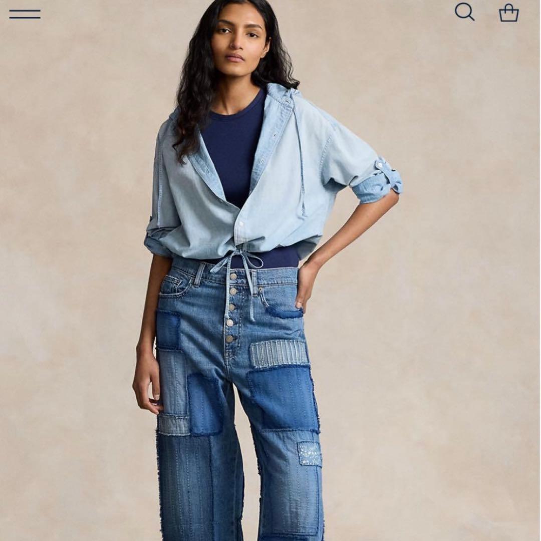 ポロラルフローレン ドローストリングシャンブレー フーデッドシャツ 2WAY