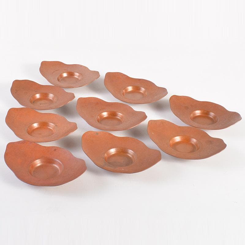 煎茶道具　素銅　木瓜式　茶托　十八客　合計約1429g　在銘　共箱　MR7539