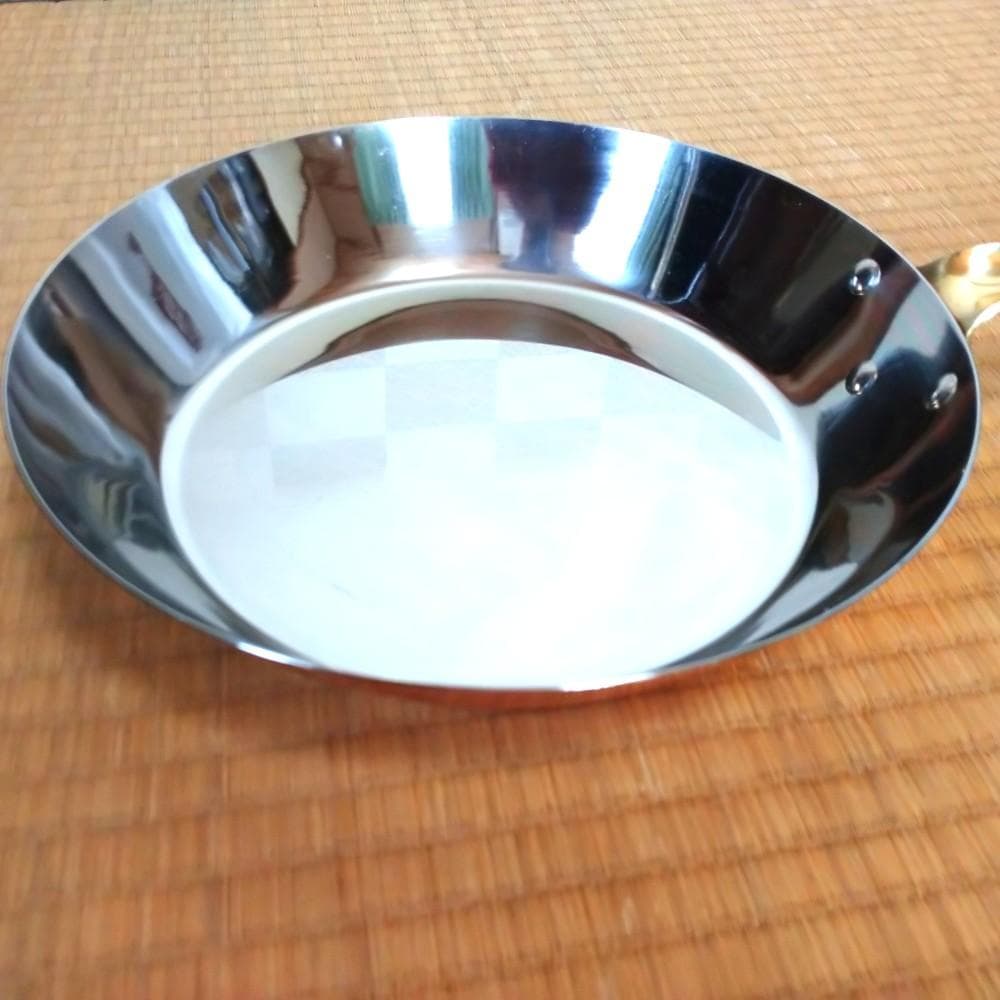 フライパン 銅製 内面ニッケル仕上げ 未使用 直径24cm弱