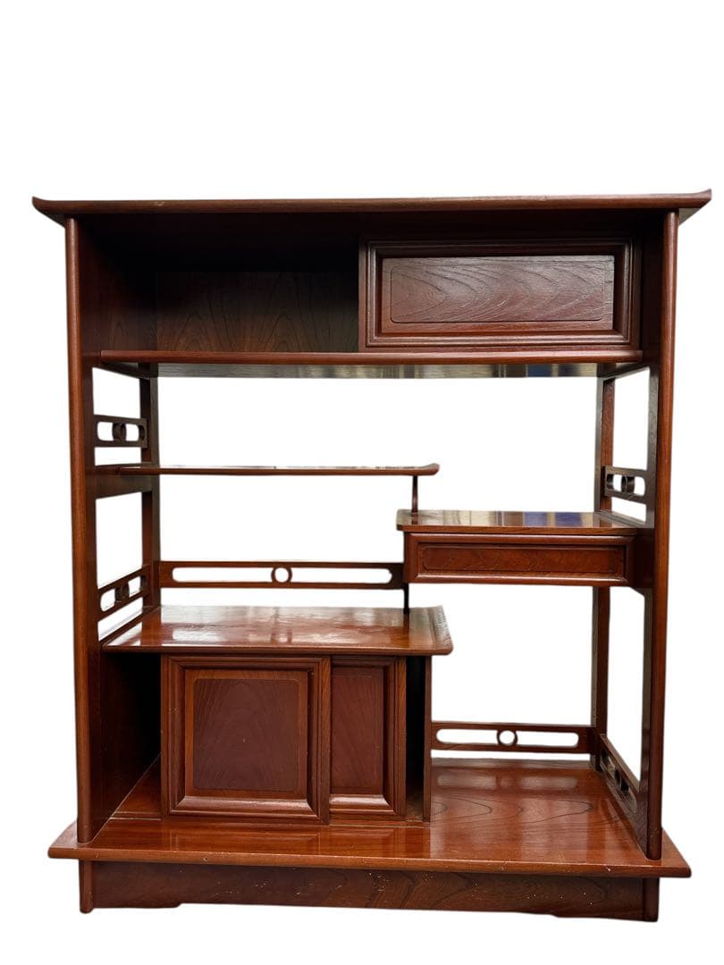 茶箪笥/リビングボード/違い棚 シェルフ 収納 工芸品 和製家具 レトロ