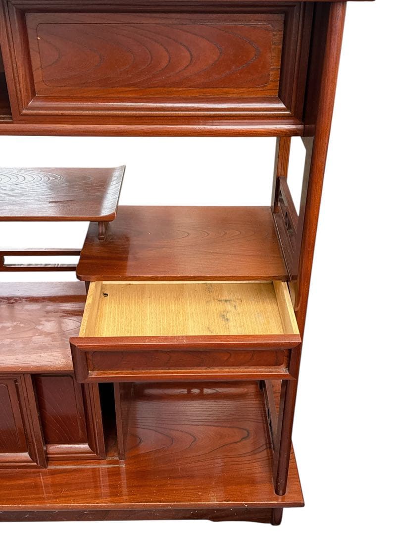 茶箪笥/リビングボード/違い棚 シェルフ 収納 工芸品 和製家具 レトロ