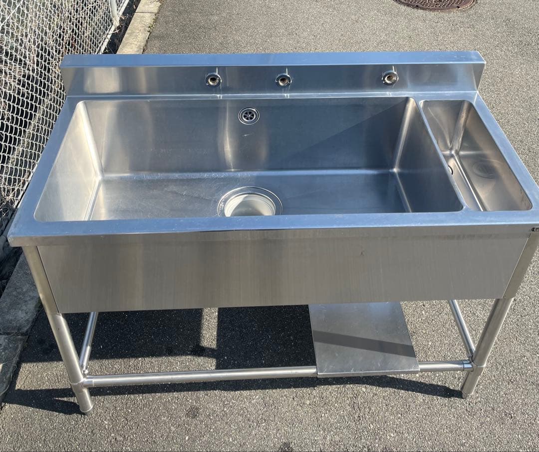 ステンレス1槽ダスト付きシンク 流し台　業務用　1200×600×800
