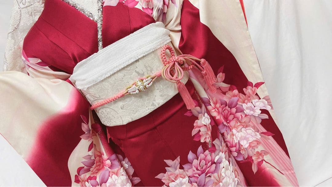 花柄振袖　振袖 正絹　振袖フルセット　成人式　　振袖7点セット