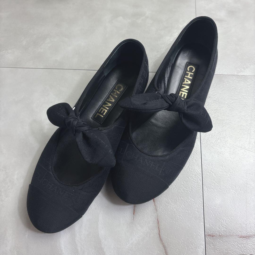 シャネル　CHANEL G46149 フラットシューズ　メリージェーン　黒