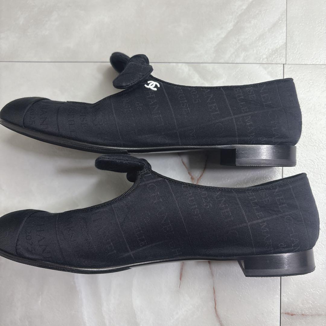 シャネル　CHANEL G46149 フラットシューズ　メリージェーン　黒