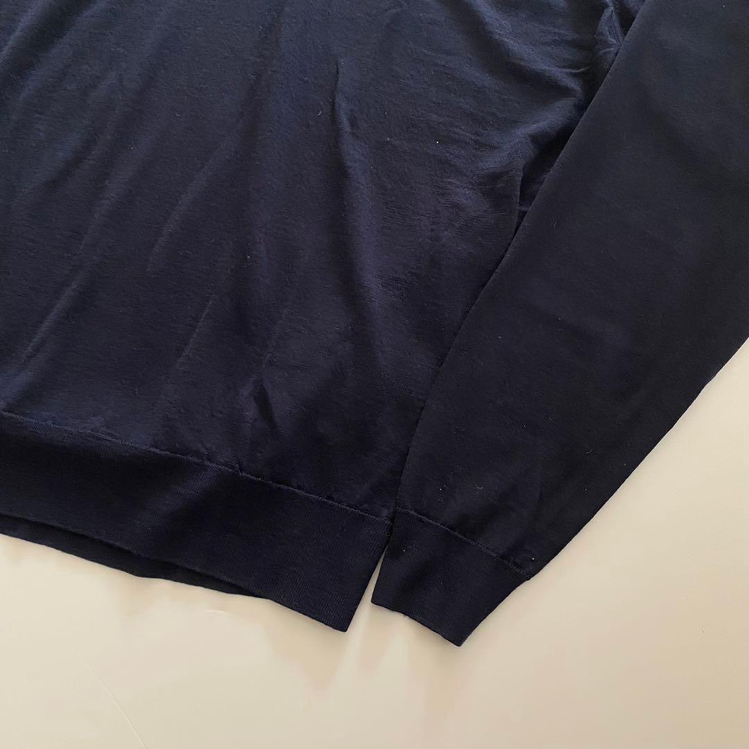 極美品 john smedley タートルネック 30ゲージ L ネイビー