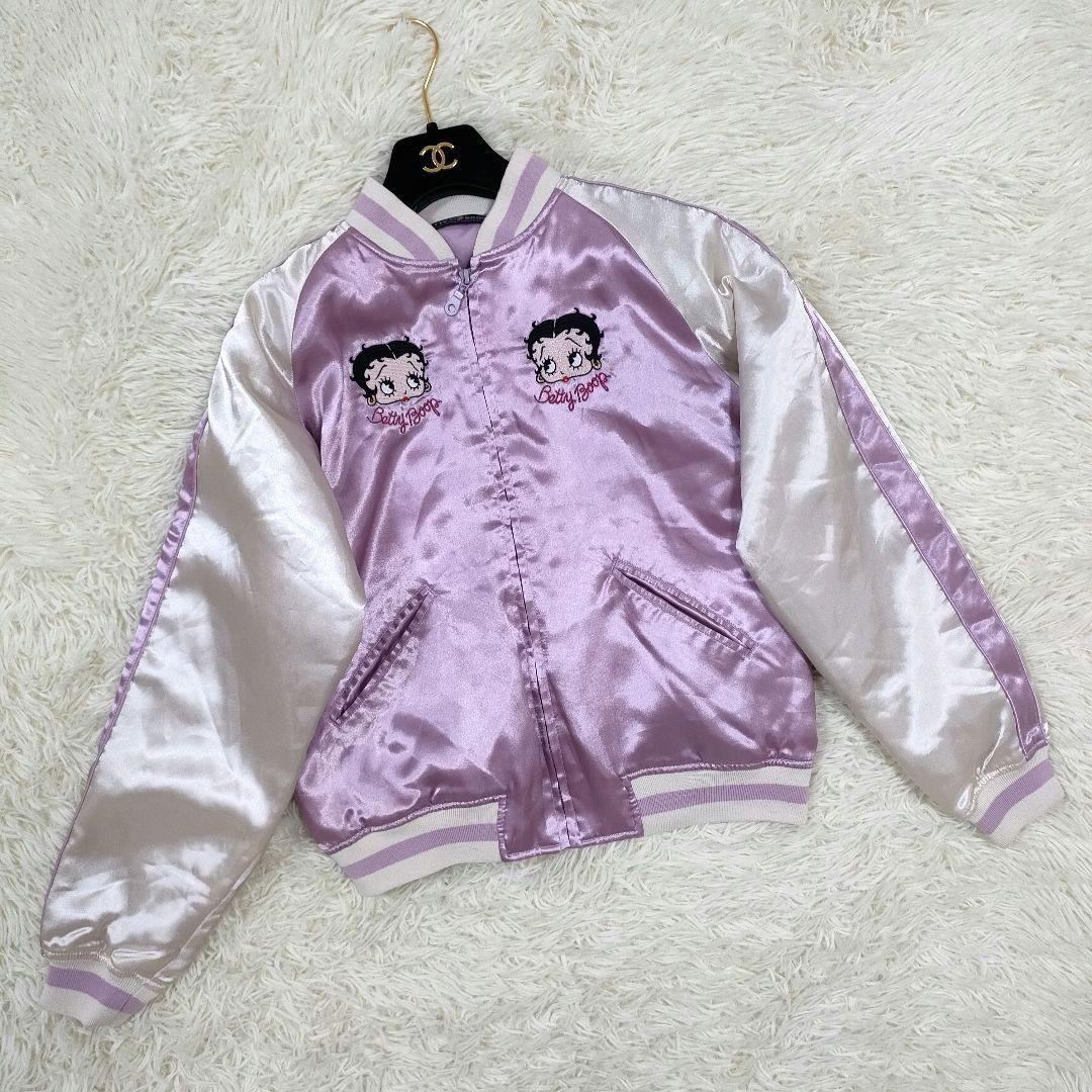 希少 ベティーブープ 刺繍 M スカジャン 別珍 ピンク バイク ベティちゃん