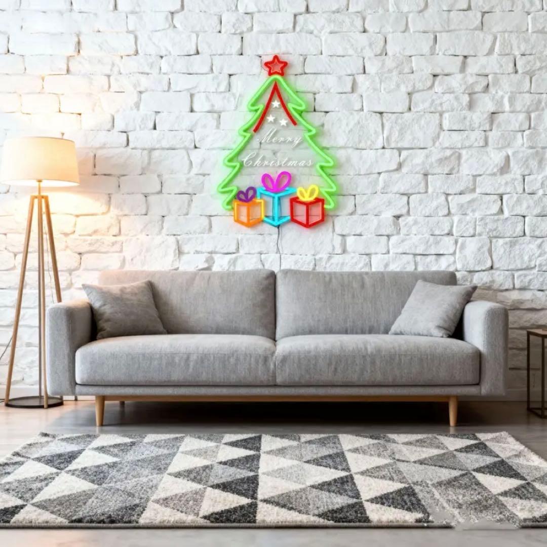 クリスマス　ツリー　サンタ　LED ネオン　サイン　インテリア　ライト