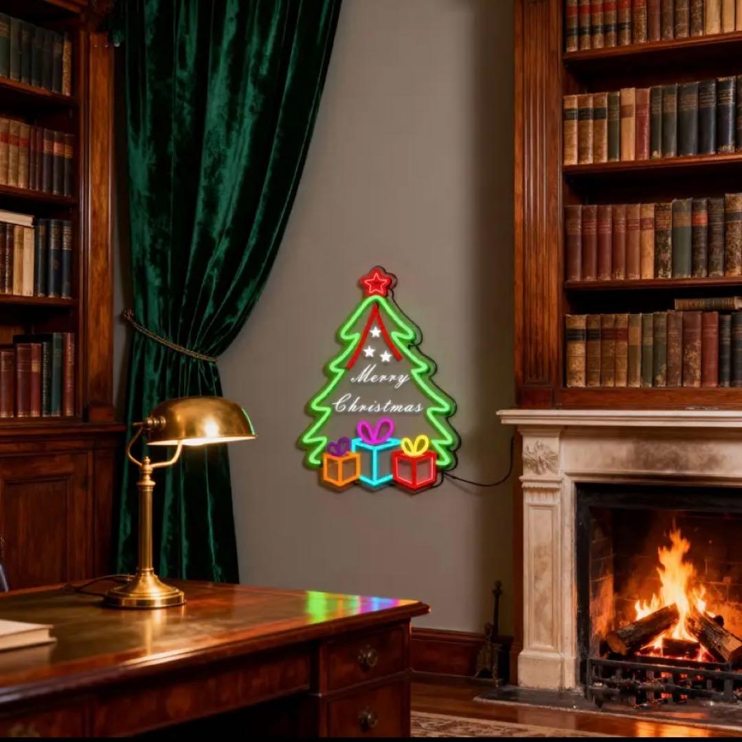 クリスマス　ツリー　サンタ　LED ネオン　サイン　インテリア　ライト