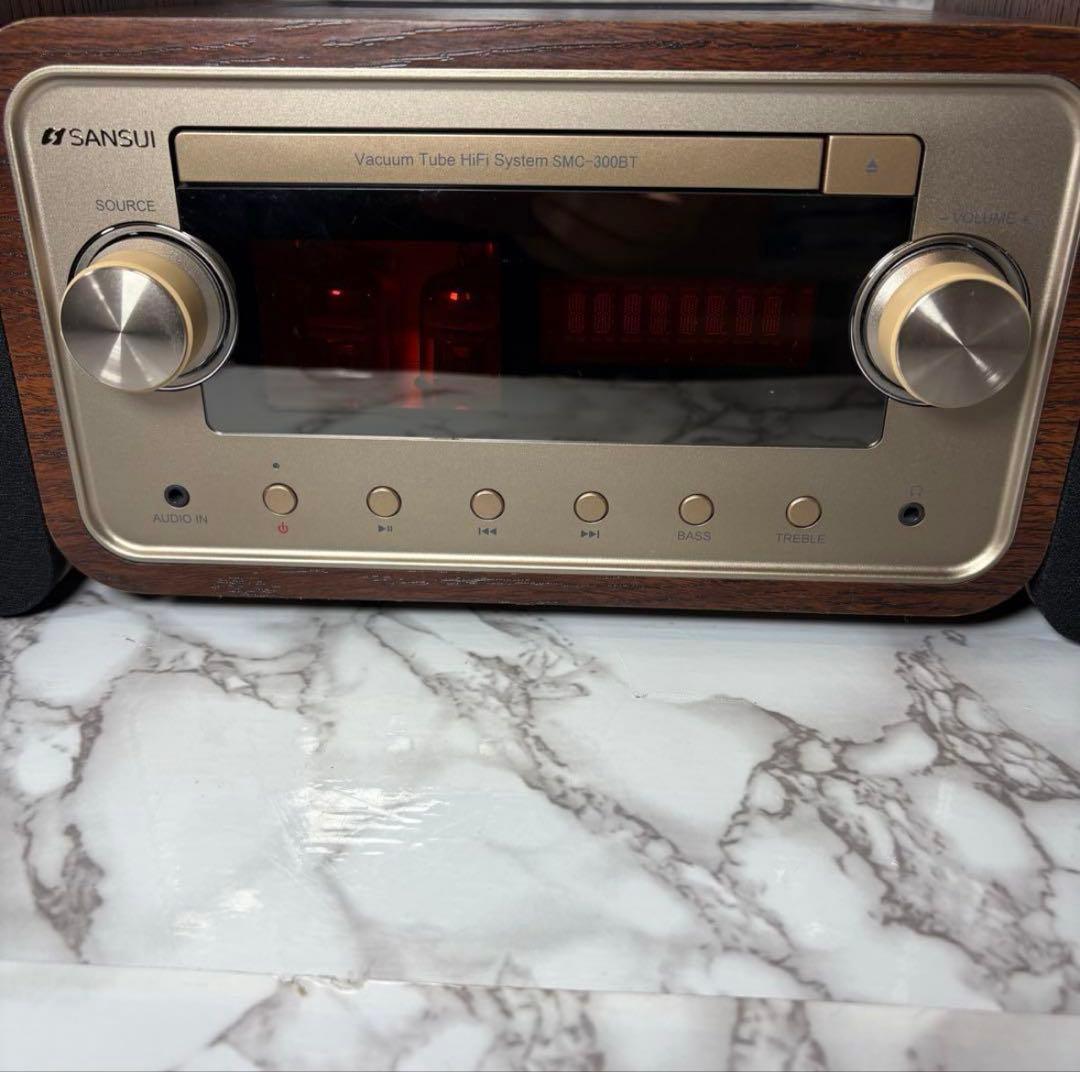 美品　SMC-300BT 真空管ハイブリッドアンプ搭載 ステレオ　木目　ブラウン