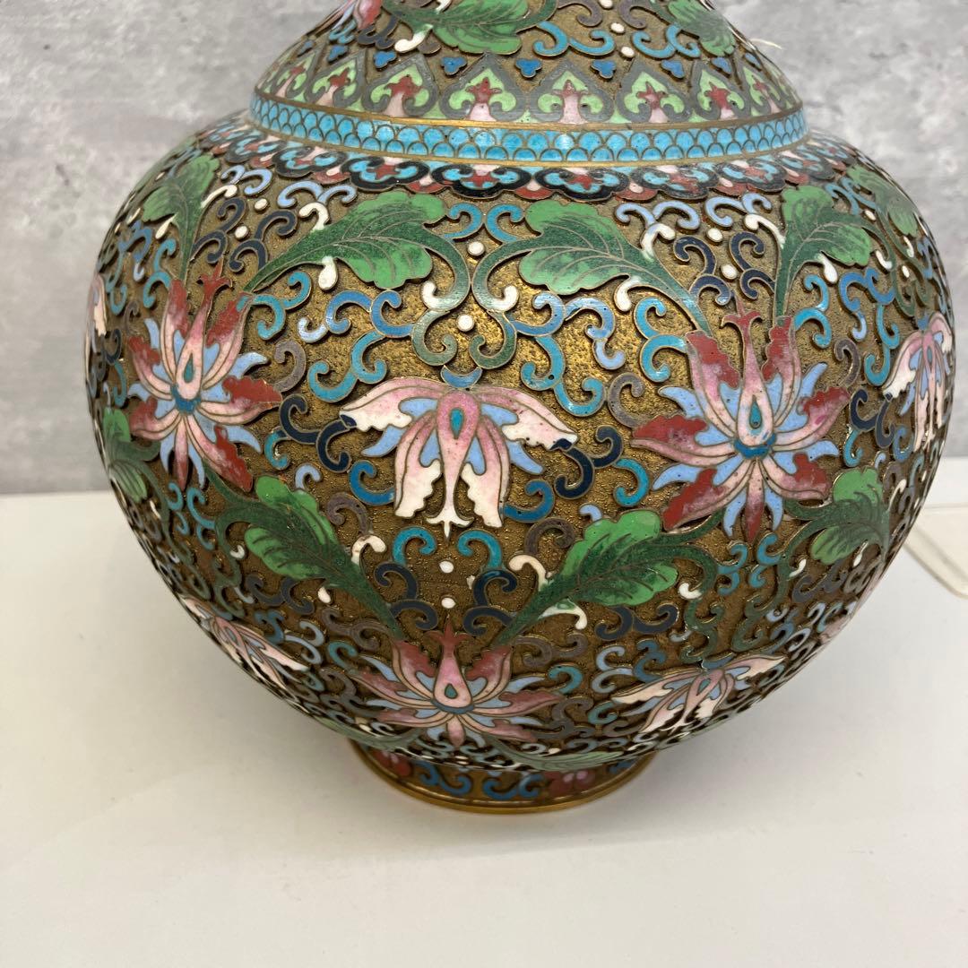 レトロ 中国美術 景泰藍 七宝焼き 花瓶 壺 骨董品 約30cm
