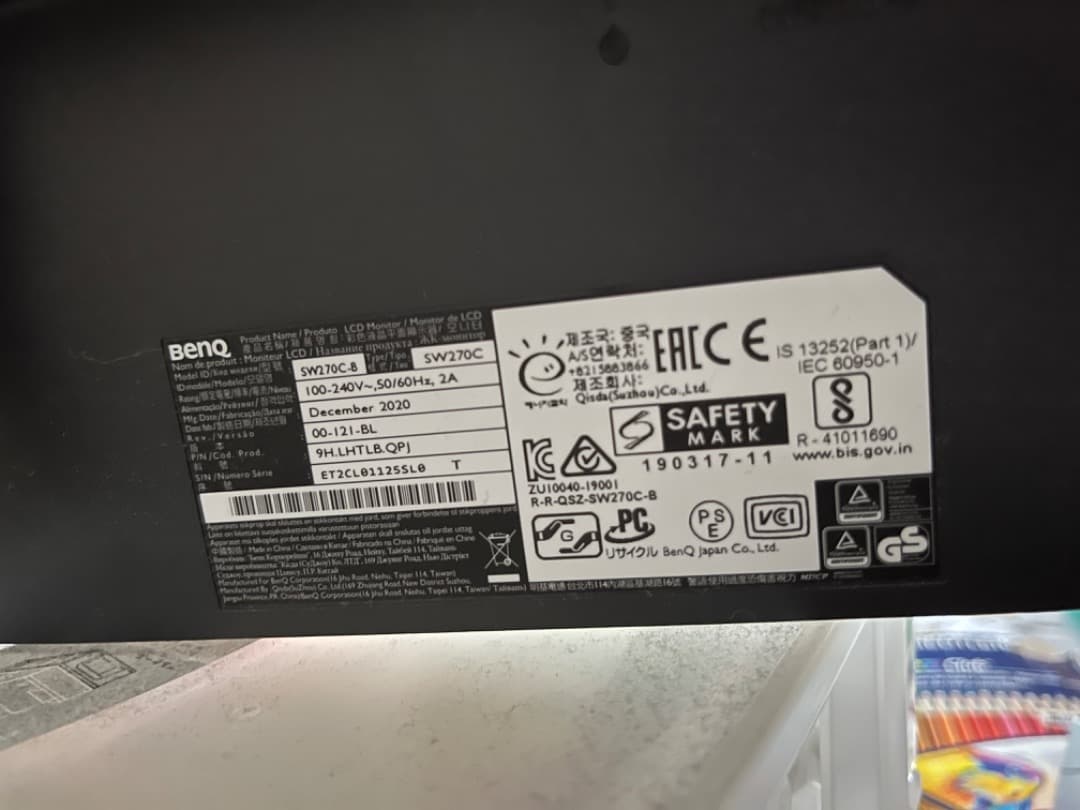 BenQ sw270c 中古 美品