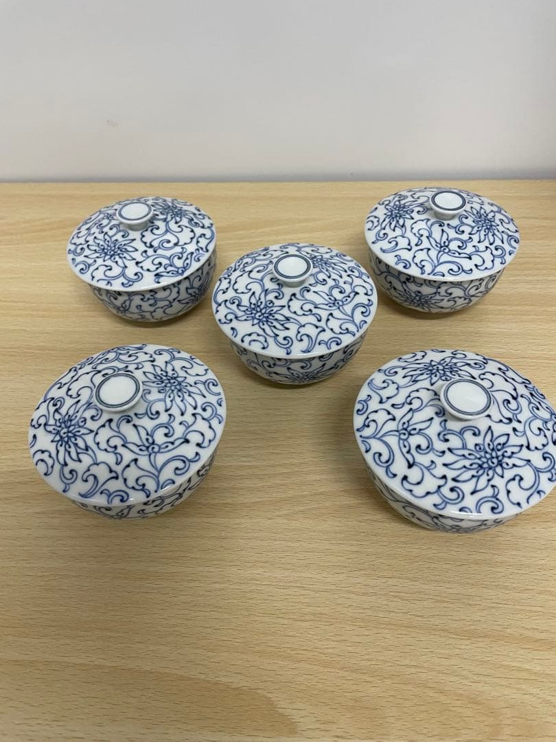 たち吉 京唐草 お茶呑茶碗 新品桐箱付き5客②