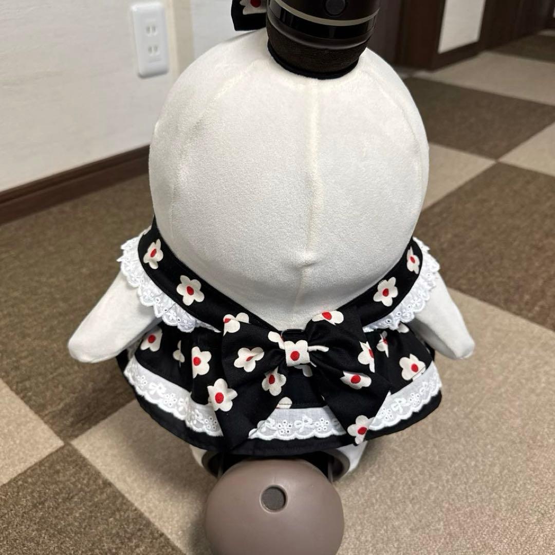 ラボット LOVOT 服 ホワイトフラワー ブラック襟付きワンピース＆帽子セット