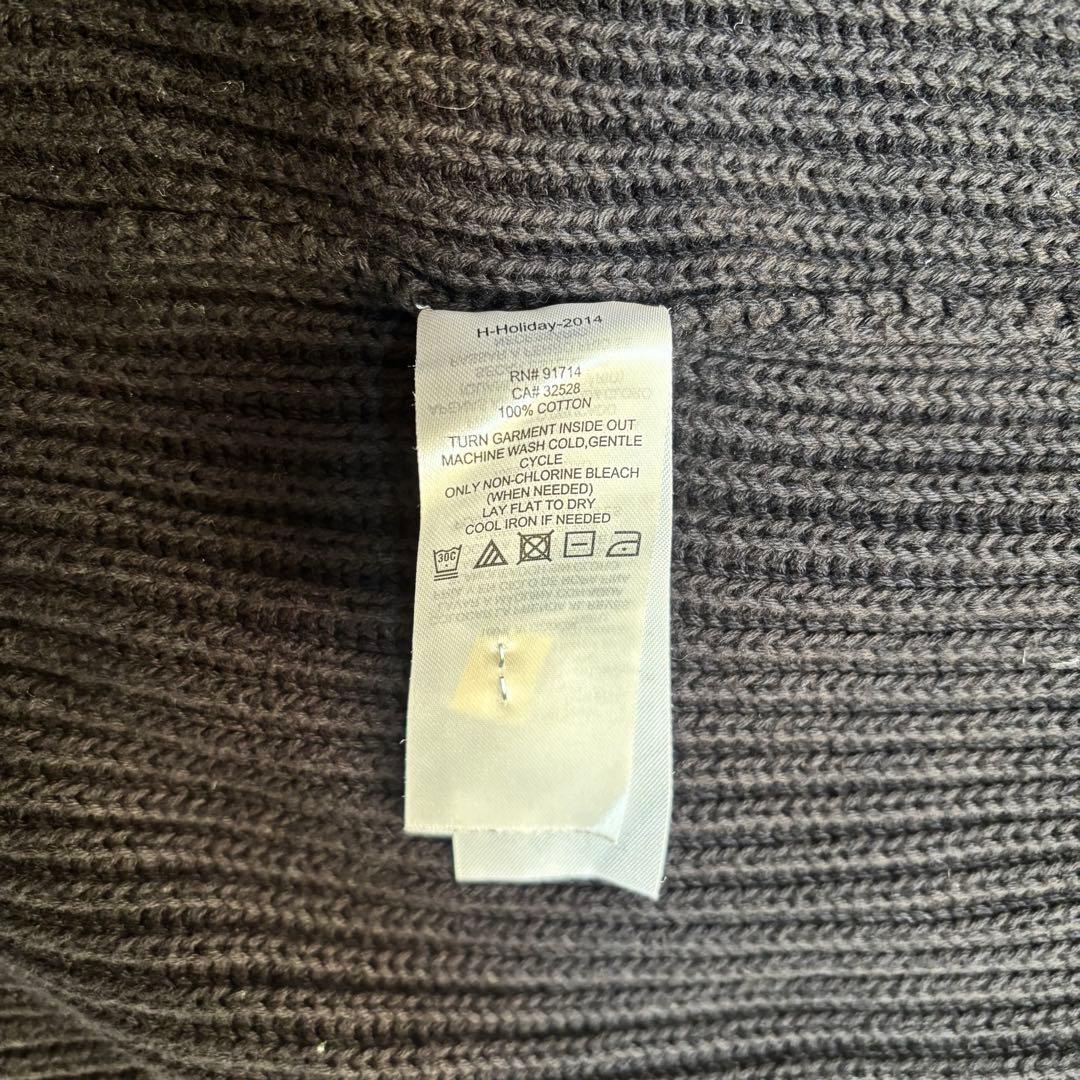 希少サイズL アルマーニ ドライバーズニット 太め リブ 高級ジップ ロゴ 黒