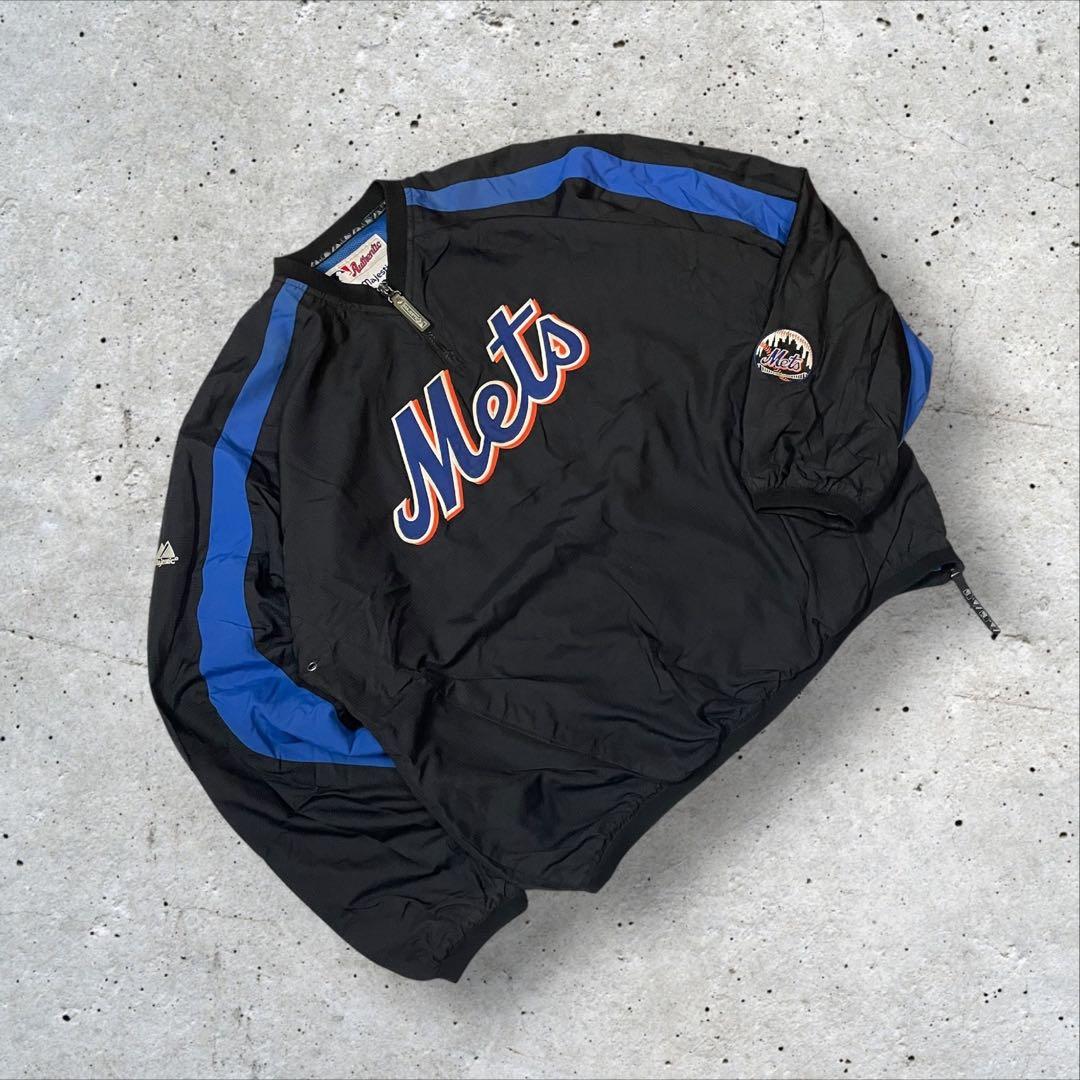 Majestic製 MLB公式 ニューヨークメッツプルオーバーハーフジップL