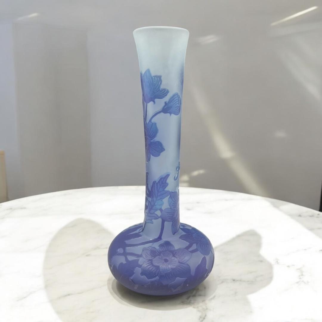 ◆証明書付◆EmileGalleエミールガレ 花瓶 21cm×9cm カメオ彫り