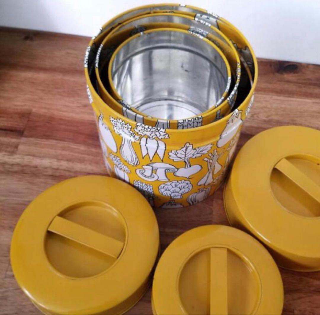 ビンテージの北欧柄　缶セット