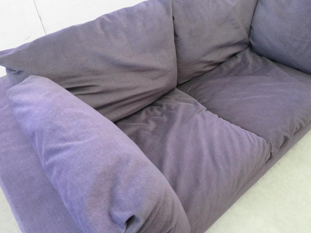 美品■カッシーナ■BOX2人掛けワイドソファ■名作■フェザー■ナス紺■69.6万