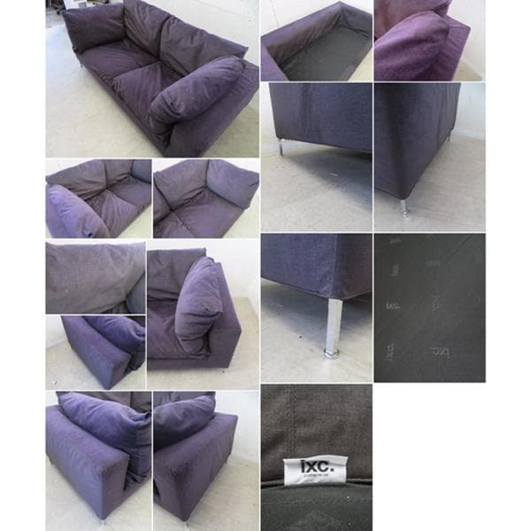 美品■カッシーナ■BOX2人掛けワイドソファ■名作■フェザー■ナス紺■69.6万