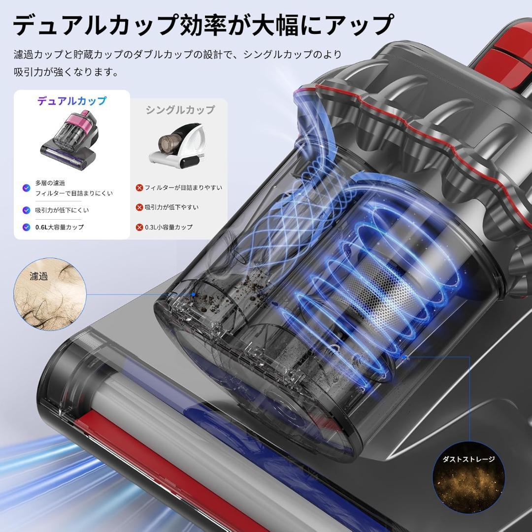 布団クリーナー コードレス 13Kpa ふとん掃除機 ダニちりセンサー搭載 超