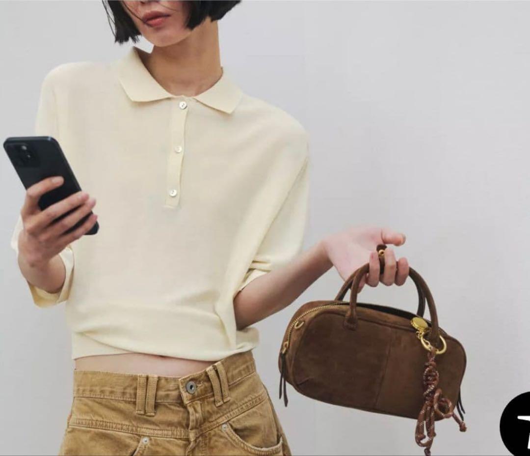 未使用　ZARA スプリッドスウェードミニボストンバッグ