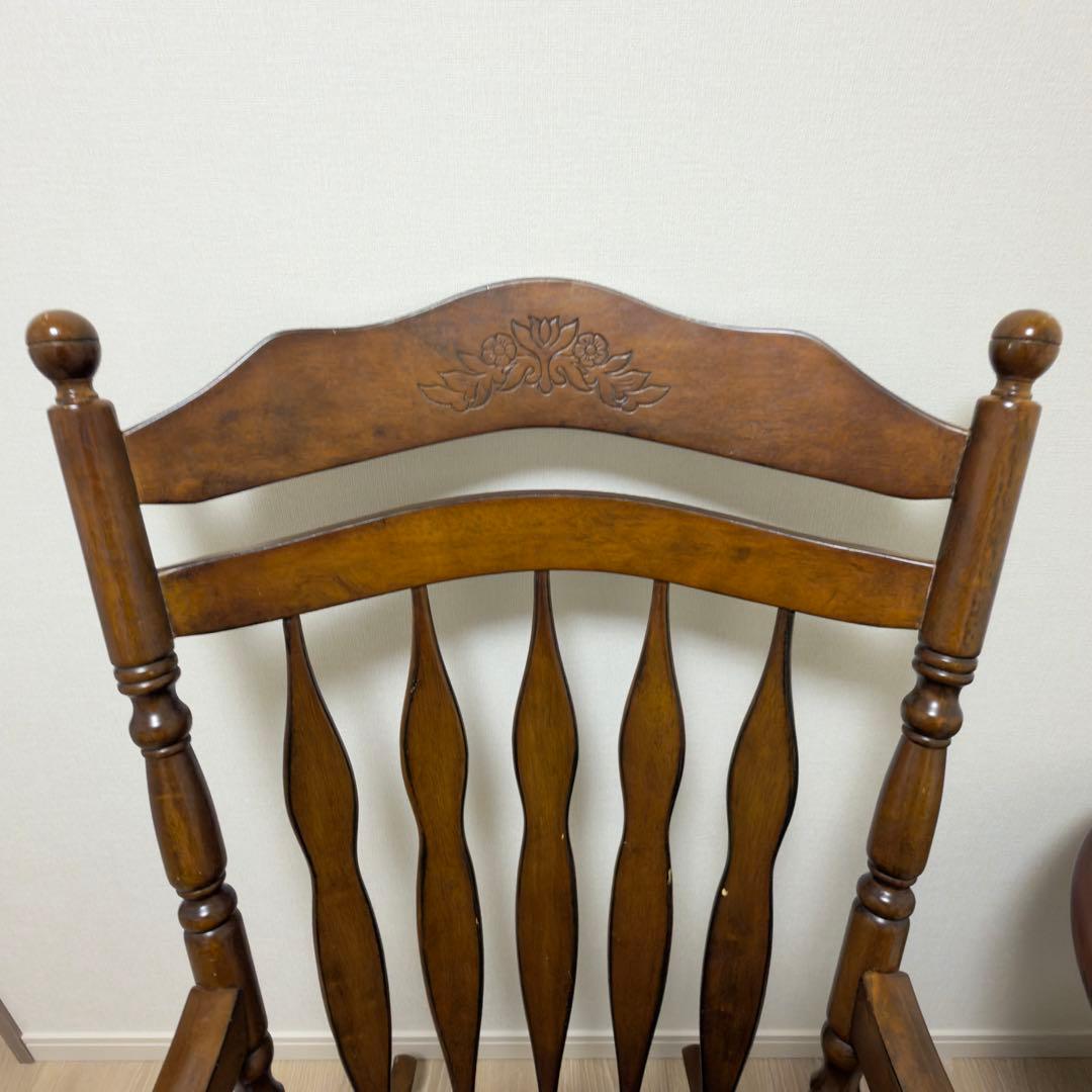 不二貿易 木製ロッキングチェア バリー 肘掛け付 彫刻 1脚