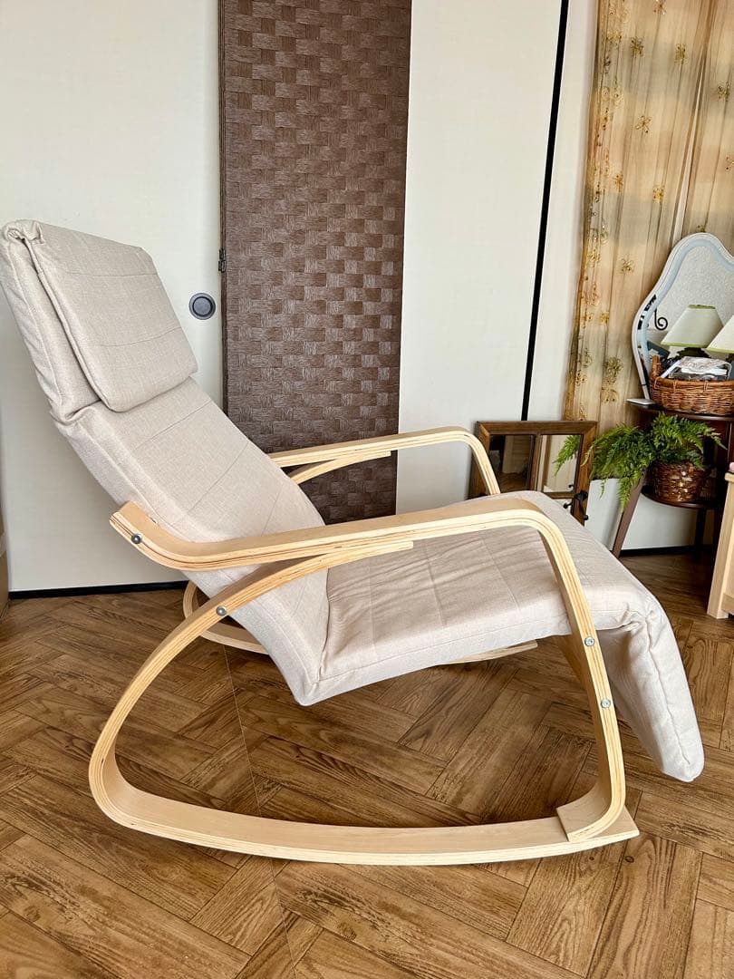 【新品未開封】ロッキングチェア フットレスト5段階調整　木製フレーム