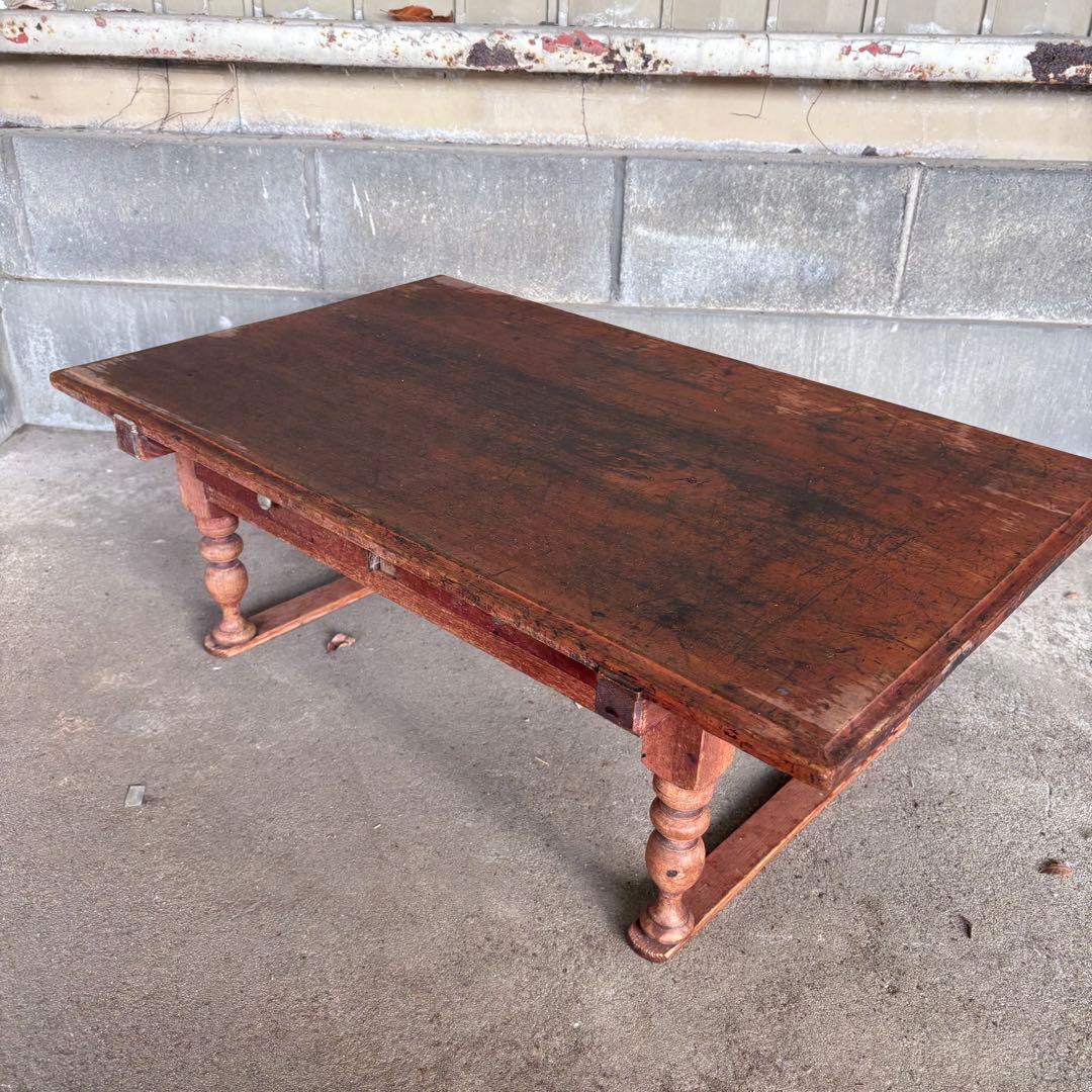 C4 昭和レトロ 古家具 無垢材 文机 木製座卓 引き出し付き ちゃぶ台 お経台