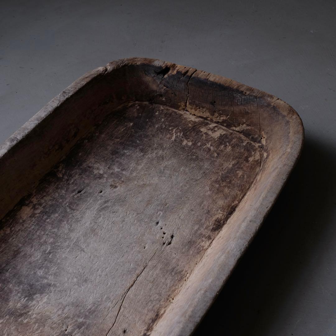 古い木鉢　飼い葉桶 木皿 水盤 古材 古道具 骨董 プリミティブ アンティーク