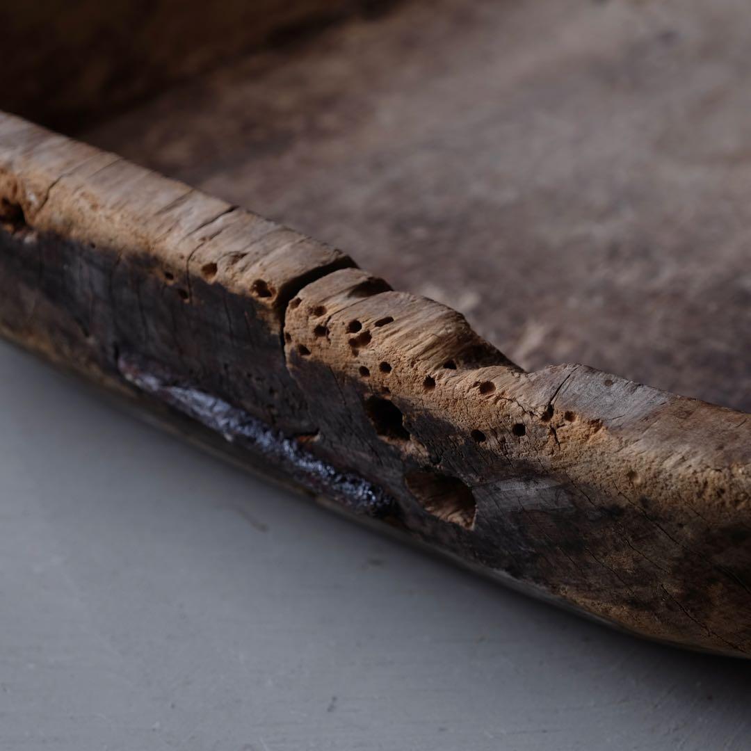 古い木鉢　飼い葉桶 木皿 水盤 古材 古道具 骨董 プリミティブ アンティーク