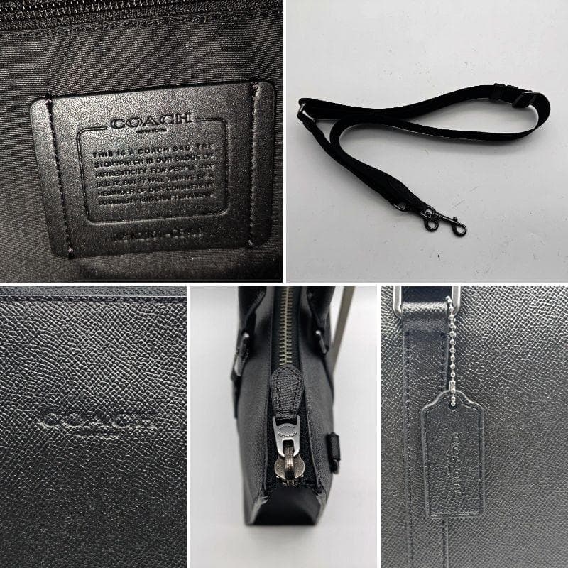 現行/極美品 コーチ ビジネスバッグ 2way 自立 A4可 ブラック レザー