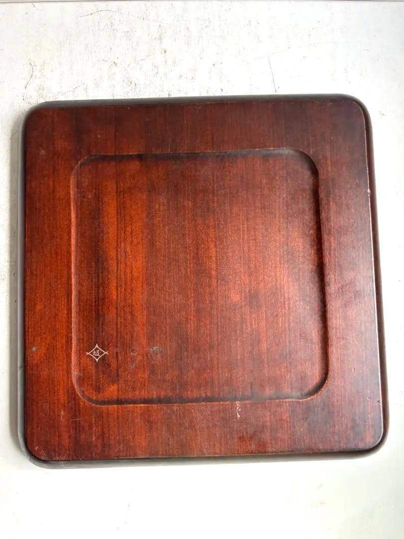 755 ヴィンテージ 軽井沢彫 桜彫 角盆 大阪屋家具店 金継ぎ 民芸 工芸