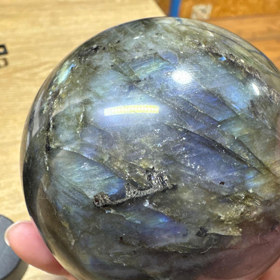 美シラー　ラブラドライトスフィア　丸玉　約8.2cm