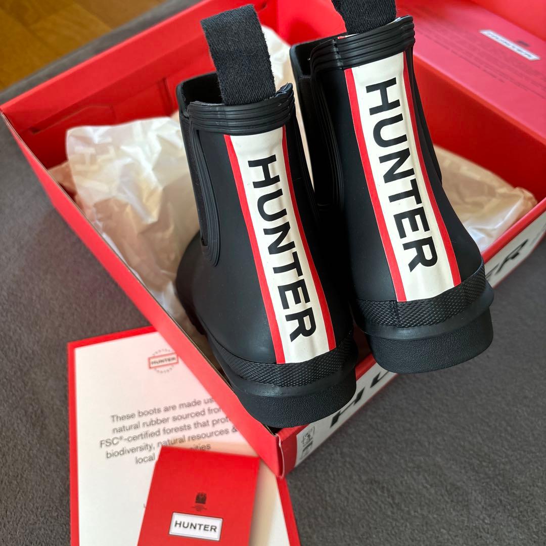 ゆ*ぺ様 ハンター トリ カラー ロゴ バックストラップ ブーツ