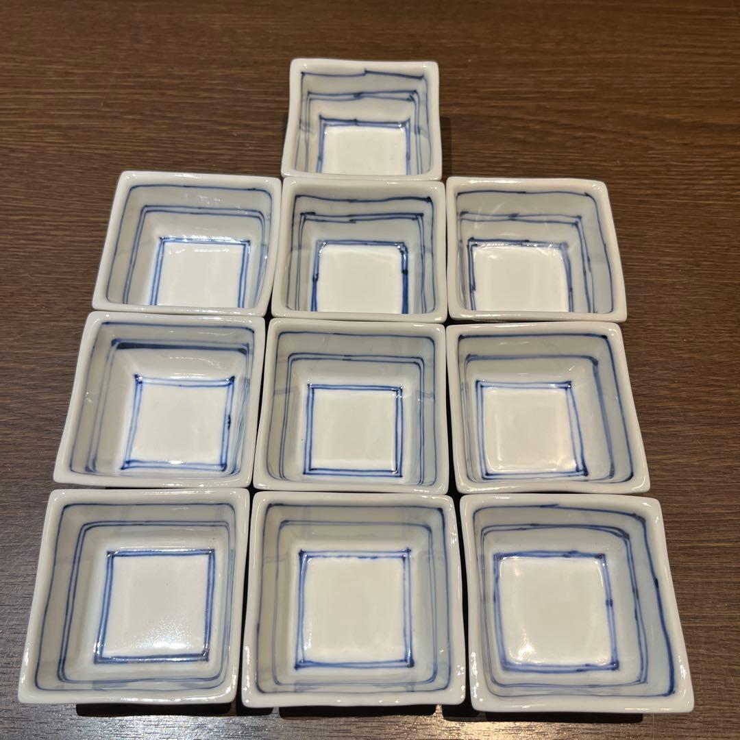 染付ひも絵角珍味入れ10客